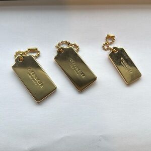 Coach Bag Hang Tag / Keychain  Gold Metal Set of 3